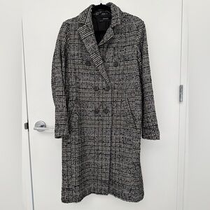 Women's Black and White Plaid Coat